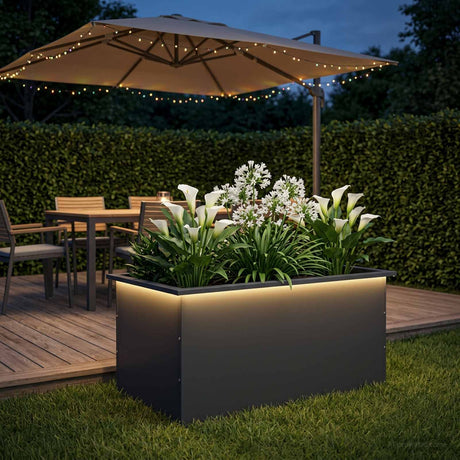 Vidaxl plantenbak met led antraciet 50 x 80 x 48 cm staal