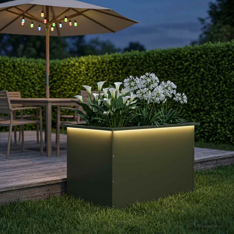 Vidaxl plantenbak met led olijfgroen 50 x 80 x 48 cm staal
