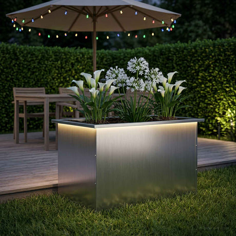 Vidaxl plantenbak met led zilver 50 x 80 x 48 cm gegalvaniseerd staal