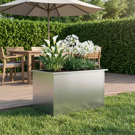 Vidaxl plantenbak met led zilver 50 x 80 x 48 cm gegalvaniseerd staal