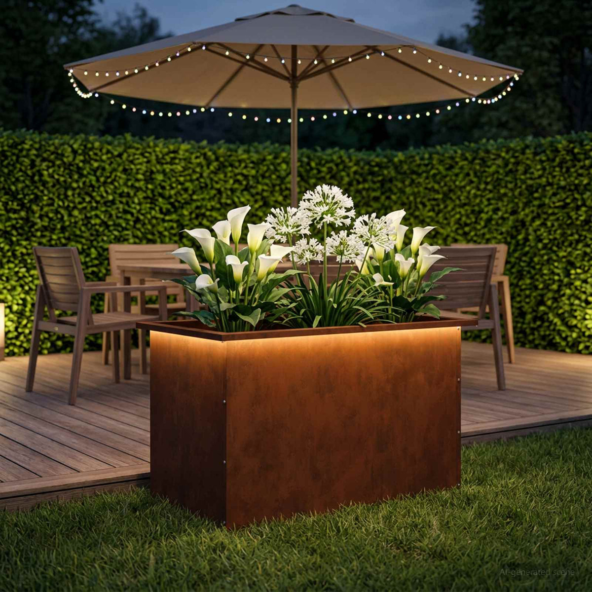 Vidaxl plantenbak met led roestkleurig 50 x 80 x 48 cm weervast staal