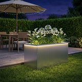 Vidaxl plantenbak met led wit 50 x 100 x 48 cm staal