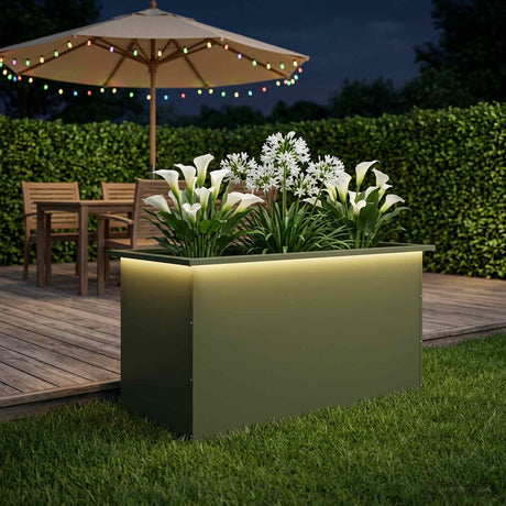 Vidaxl plantenbak met led olijfgroen 50 x 100 x 48 cm staal