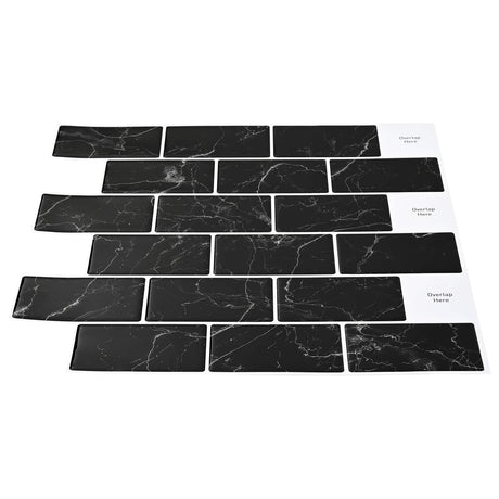 Vidaxl subway tegel 10 st zwart marmer 30 x 30 cm polyurethaan en pet