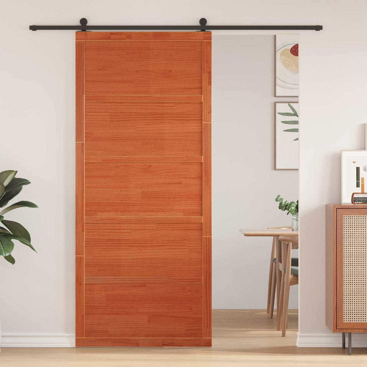 Vidaxl schuifdeur 80 x 2,5 x 208 cm massief grenenhout wasbruin