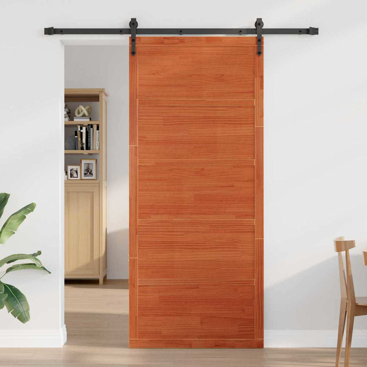 Vidaxl schuifdeur 80 x 2,5 x 208 cm massief grenenhout wasbruin