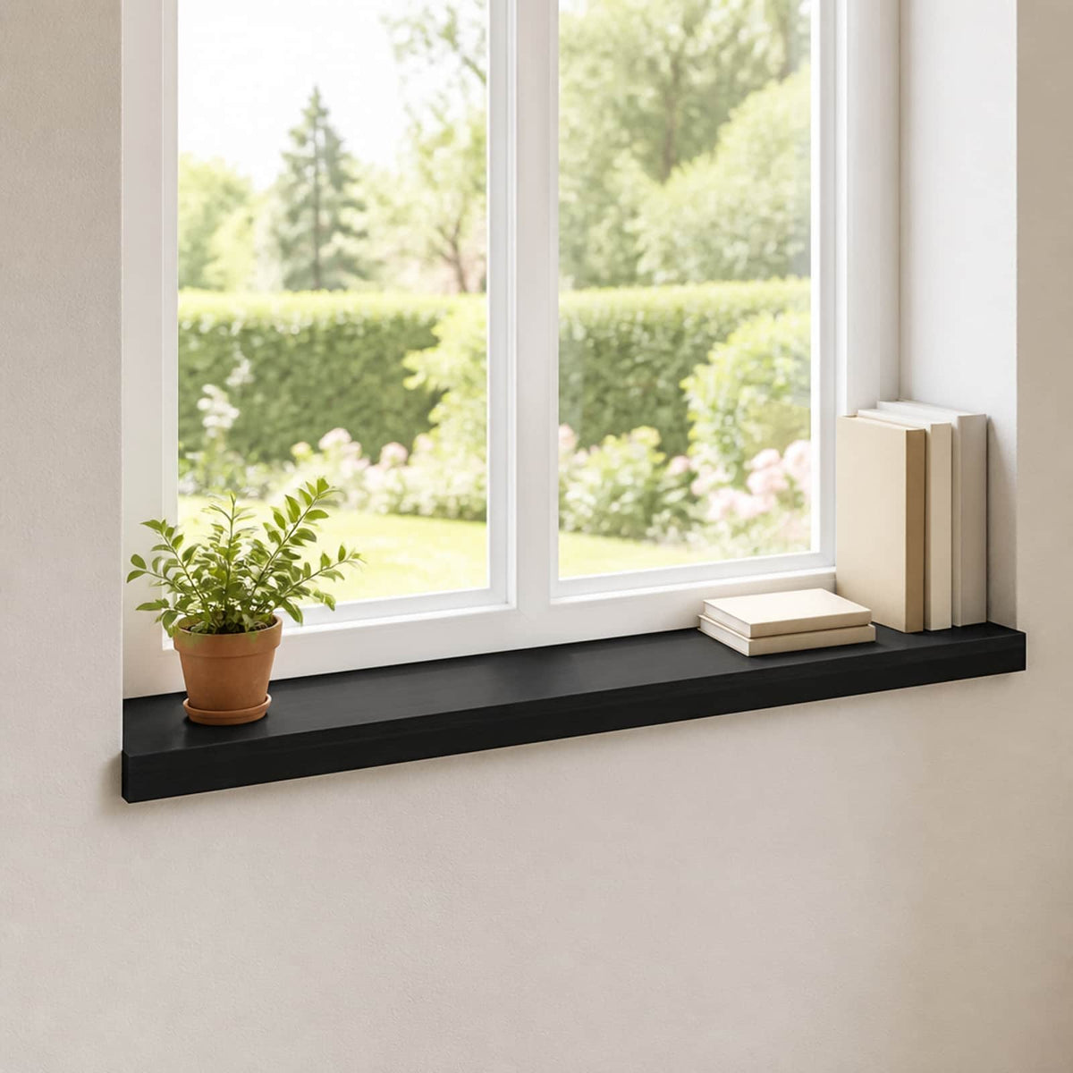 Vidaxl raamkozijnen 2 st zwart 80x 15 x 2 cm massief beukenhout