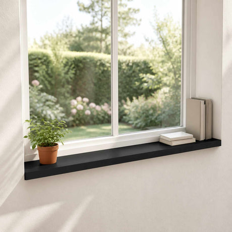 Vidaxl raamkozijnen 2 st zwart 140 x 20 x 2 cm massief beukenhout