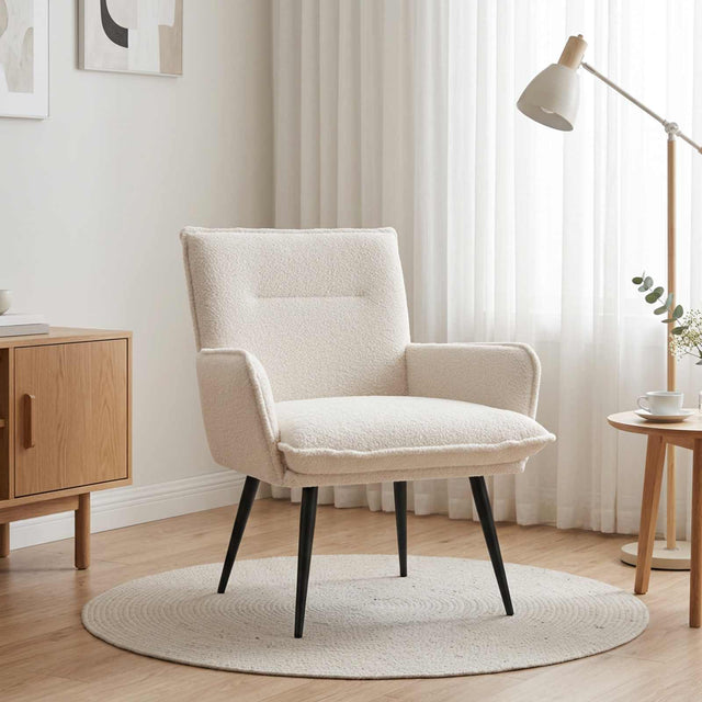 Vidaxl fauteuil crèmekleurig bouclé