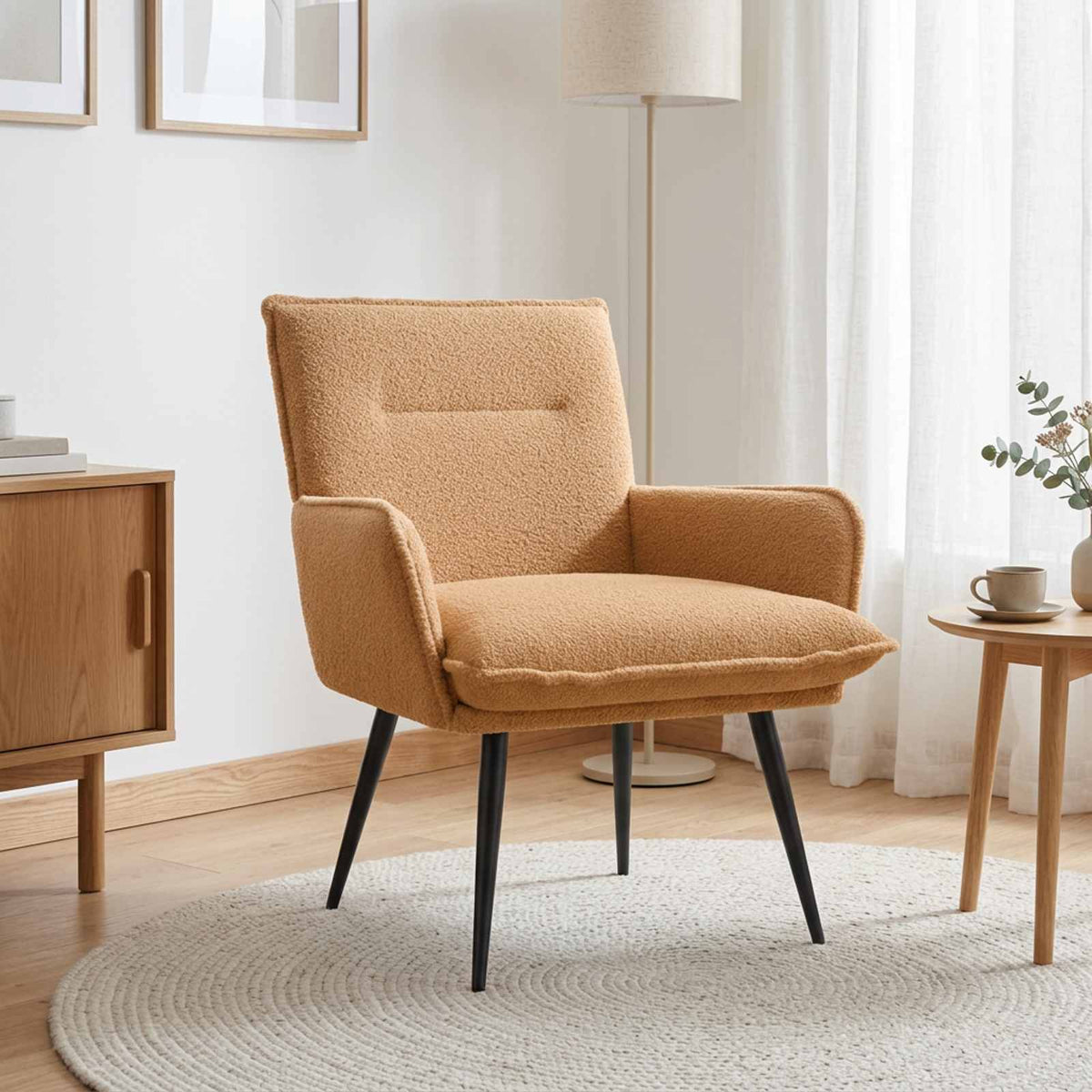 Vidaxl fauteuil beige bouclé
