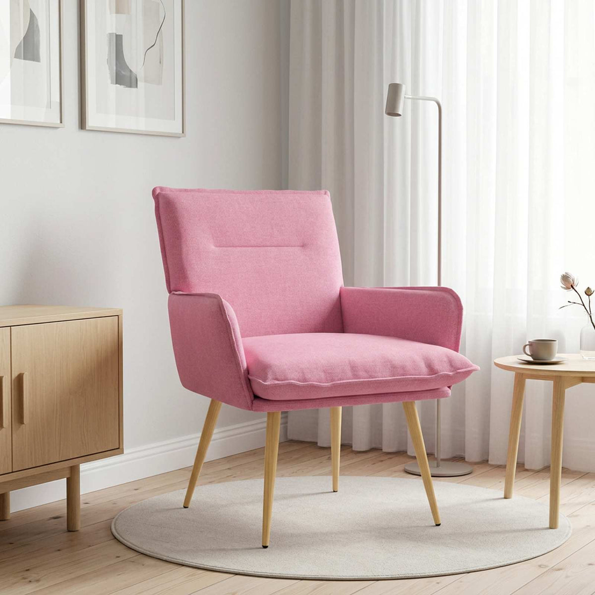 Vidaxl fauteuil roze stof