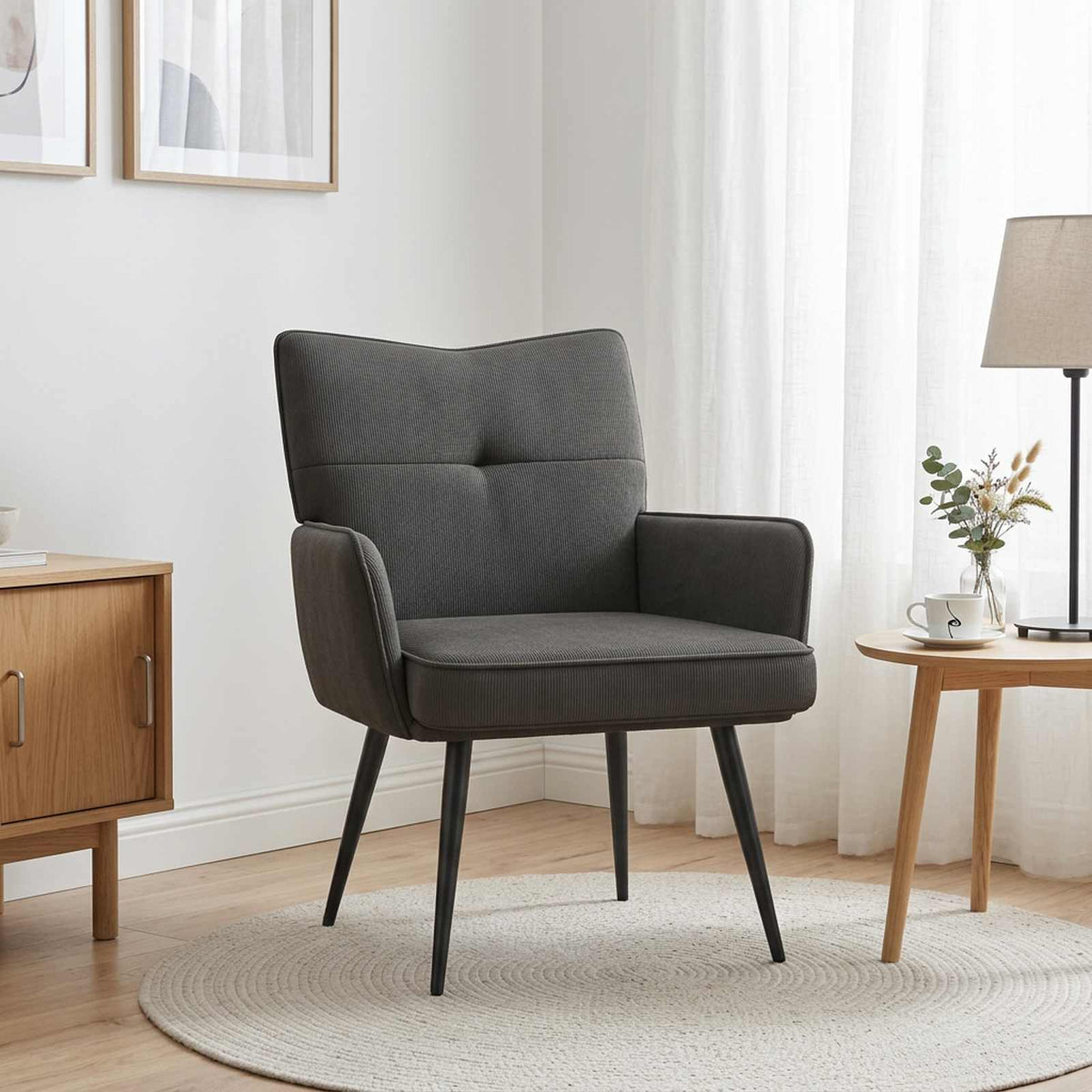 Vidaxl fauteuil donkergrijs corduroystof