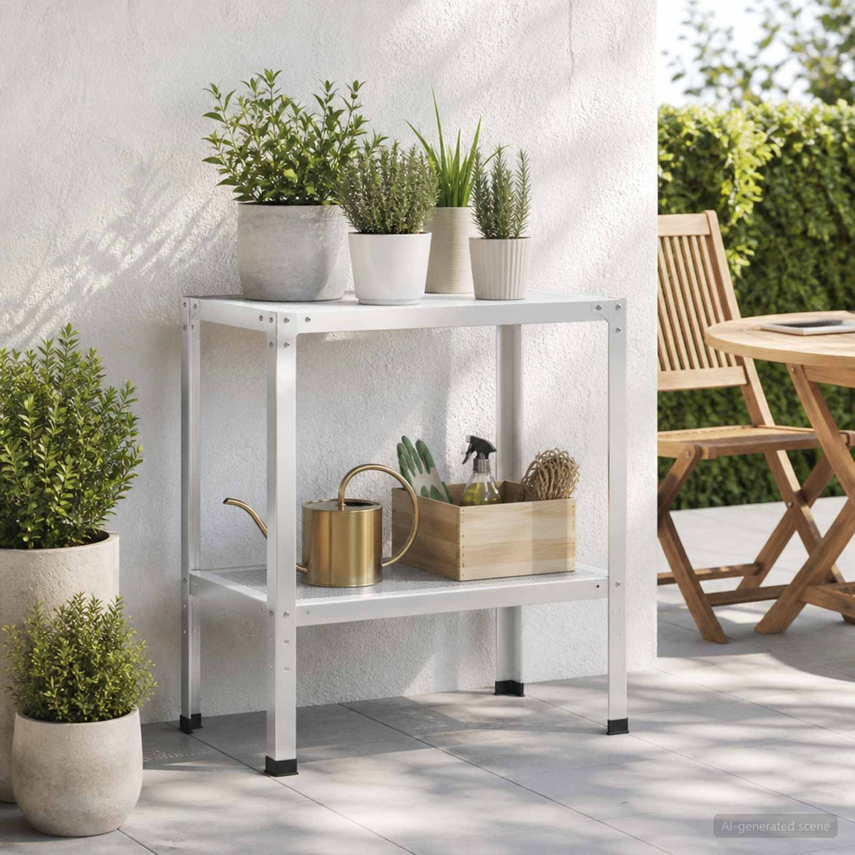 Vidaxl planttafel 60 x 40 x 80 cm gepoedercoat staal wit