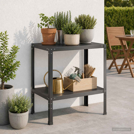 Vidaxl planttafel 100 x 50 x 80 cm gepoedercoat staal zwart
