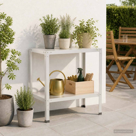 Vidaxl planttafel 100 x 50 x 80 cm gepoedercoat staal wit