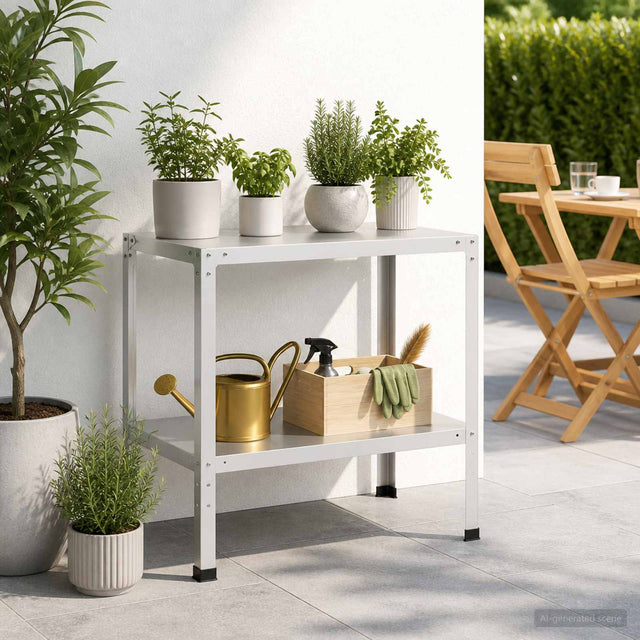 Vidaxl planttafel 80 x 50 x 80 cm gepoedercoat staal wit