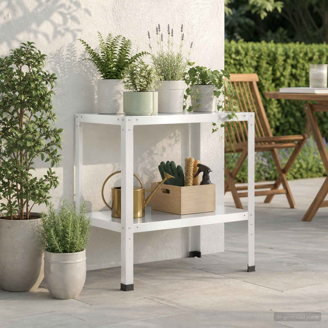 Vidaxl planttafel 60 x 50 x 80 cm gepoedercoat staal wit