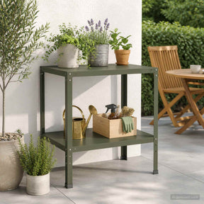 Vidaxl planttafel 60 x 50 x 80 cm gepoedercoat staal olijfgroen