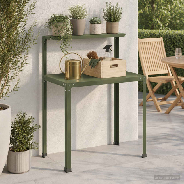Vidaxl planttafel 100 x 50 x 104 cm gepoedercoat staal olijfgroen