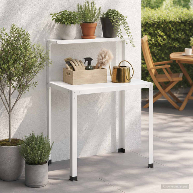 Vidaxl planttafel 60 x 50 x 104 cm gepoedercoat staal wit
