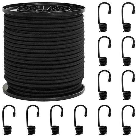 Vidaxl bungee koorden met haken 6 mm zwart pp en rubber