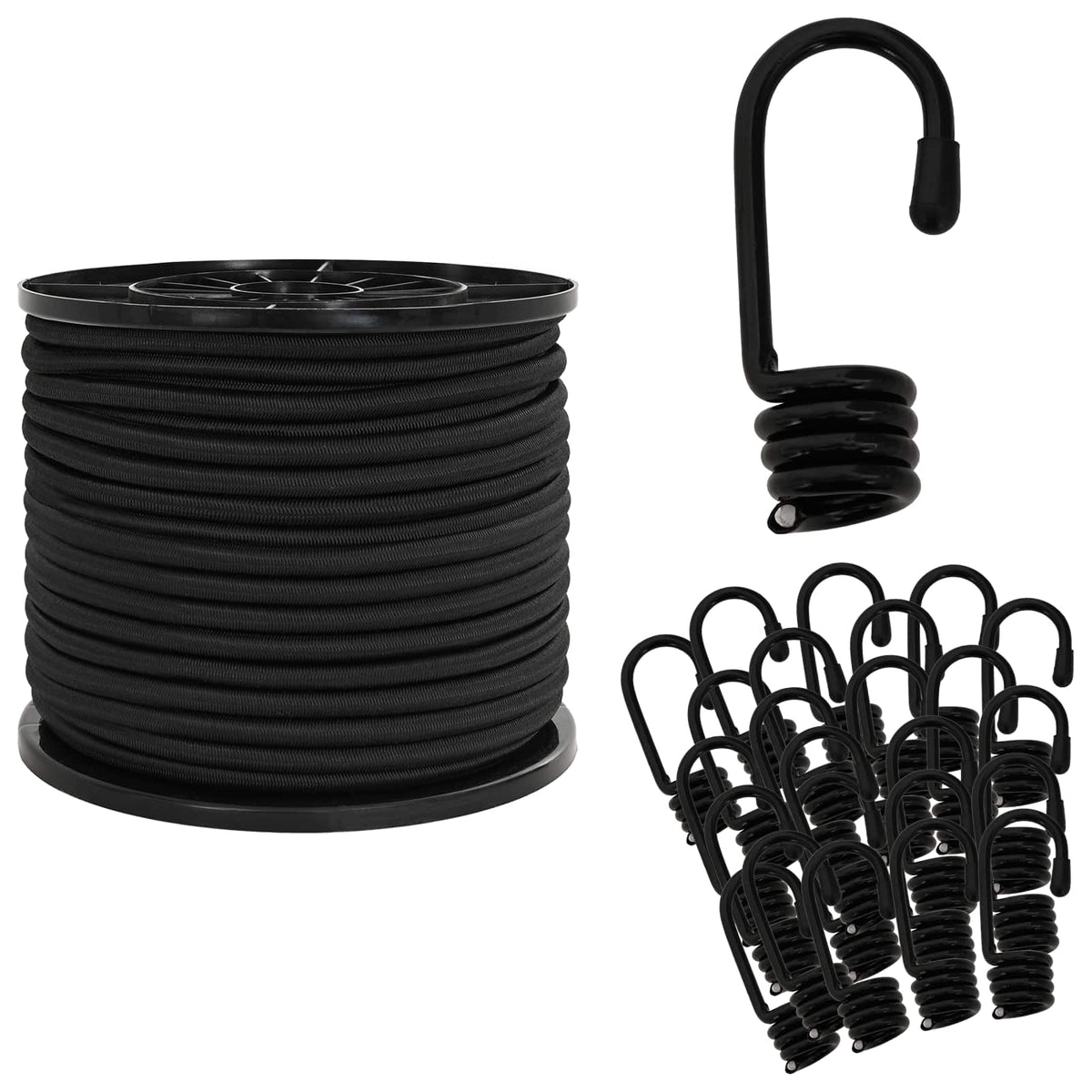 Vidaxl bungee koorden met haken 8 mm zwart pp en rubber