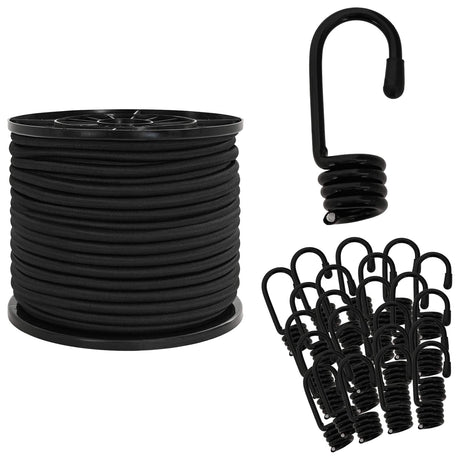 Vidaxl bungee koorden met haken 8 mm zwart pp en rubber