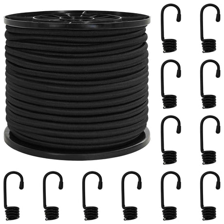 Vidaxl bungee koorden met haken 10 mm zwart pp en rubber