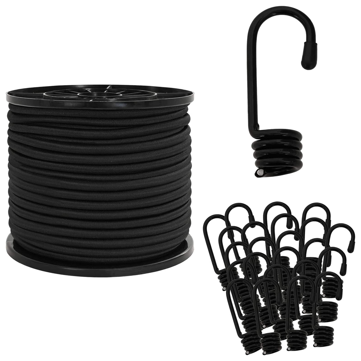 Vidaxl bungee koorden met haken 10 mm zwart pp en rubber