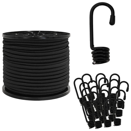Vidaxl bungee koorden met haken 10 mm zwart pp en rubber