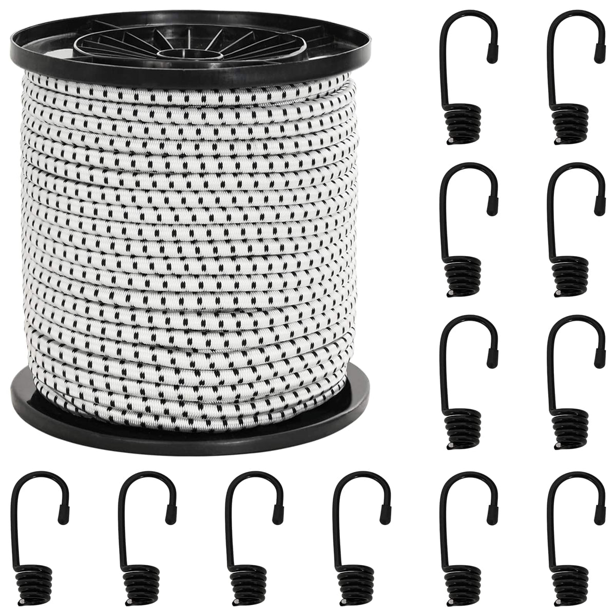 Vidaxl bungee koorden met haken 4 mm zwart en wit pp en rubber