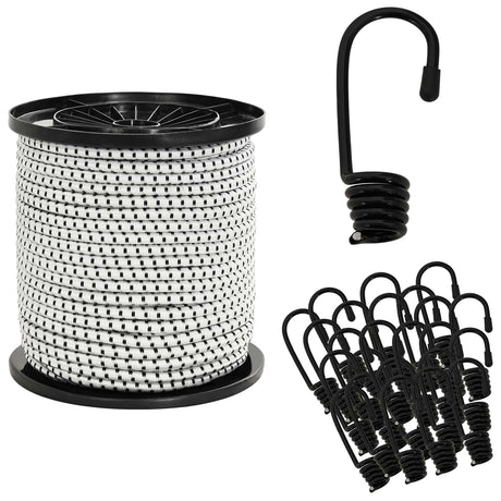 Vidaxl bungee koorden met haken 4 mm zwart en wit pp en rubber
