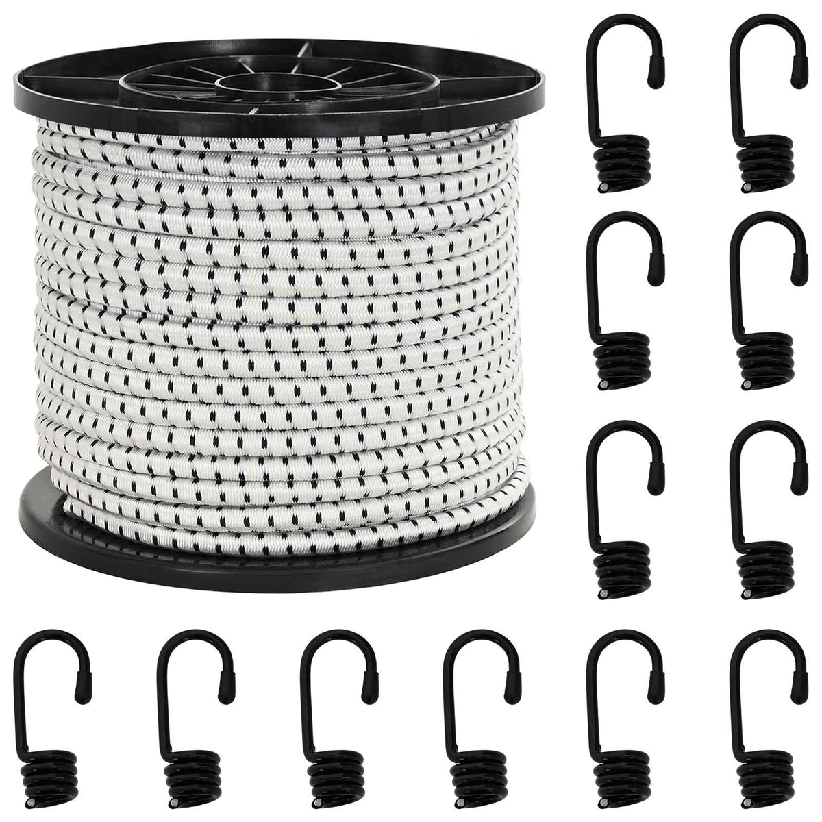 Vidaxl bungee koorden met haken 8 mm zwart en wit pp en rubber