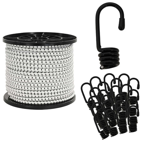 Vidaxl bungee koorden met haken 8 mm zwart en wit pp en rubber