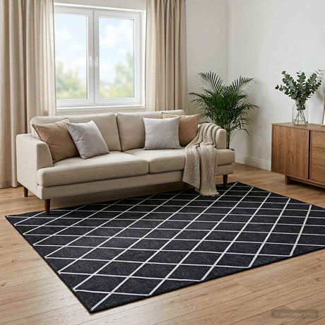 Vidaxl vloerkleed oriz zwart diamanten patroon 120 x 170 cm