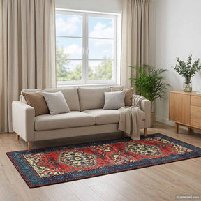 Vidaxl vloerkleed oriz rood 80 x 200 cm 100% polyester