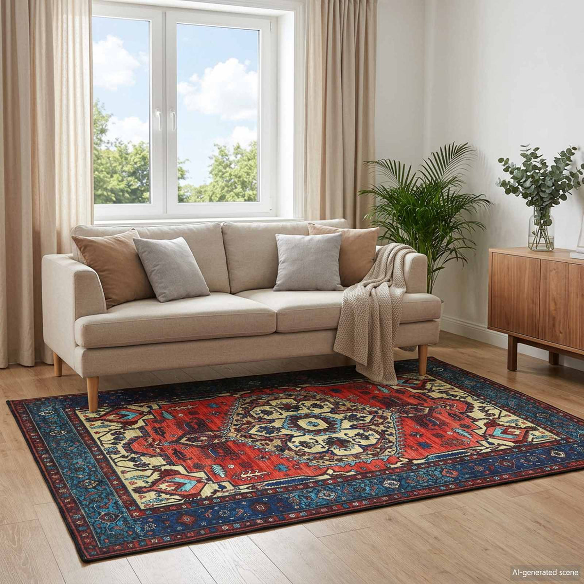 Vidaxl vloerkleed oriz rood 120 x 170 cm 100% polyester