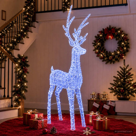 Vidaxl led-kerstverlichting rendier 1000 led's blauw 122 x 56 x 270 cm