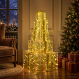 Vidaxl kerst led-cadeaudozen stapel 250 led's warmwit 56 x 56 x 120 cm
