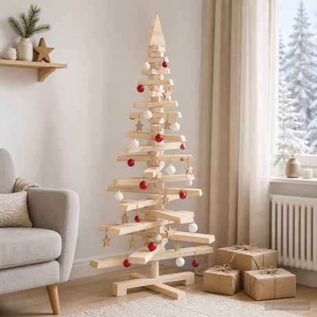 Vidaxl houten kerstboom kotka 120 cm massief grenenhout natuurlijk