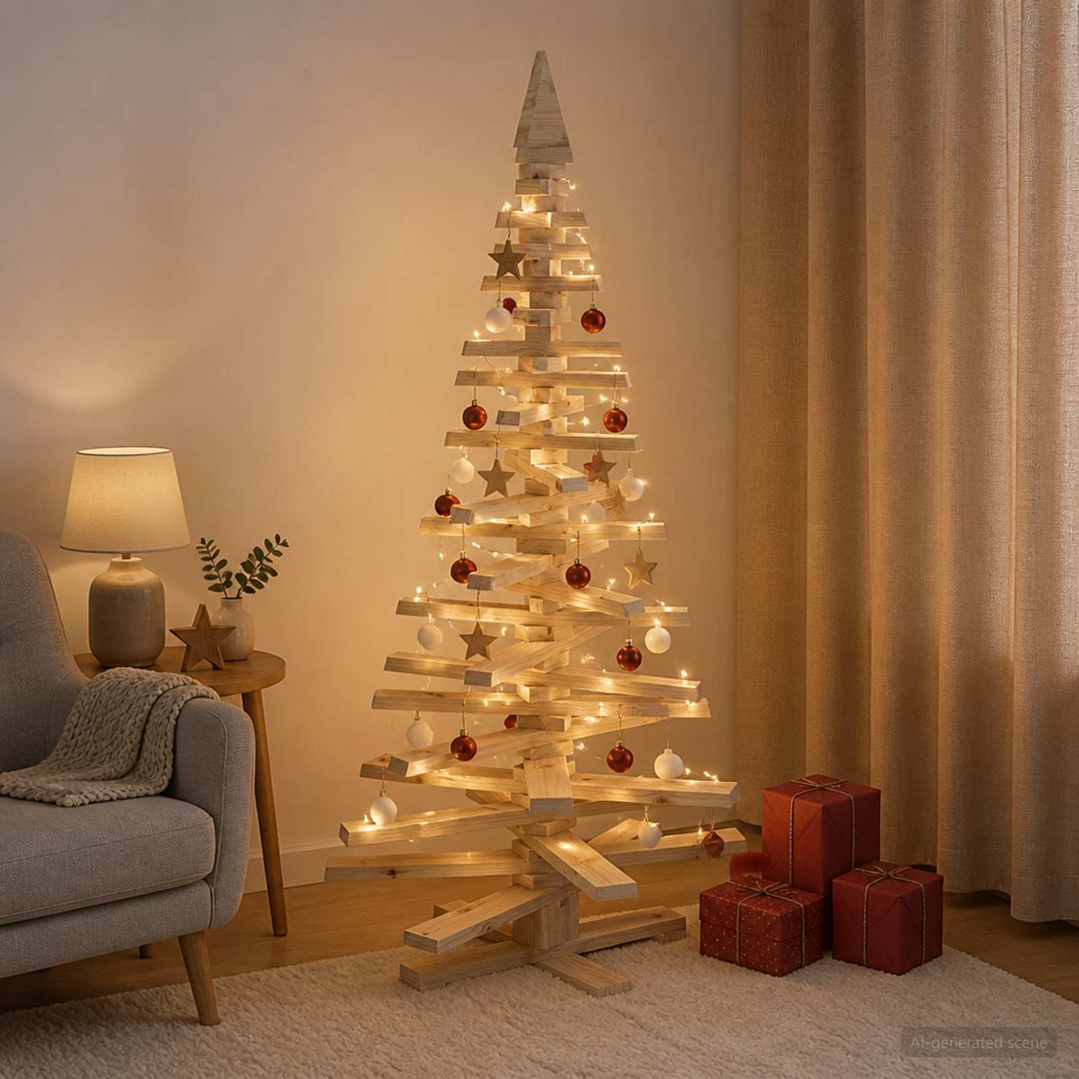 Vidaxl houten kerstboom kotka 150 cm massief grenenhout natuurlijk