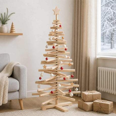 Vidaxl houten kerstboom kotka 120 cm massief grenenhout natuurlijk
