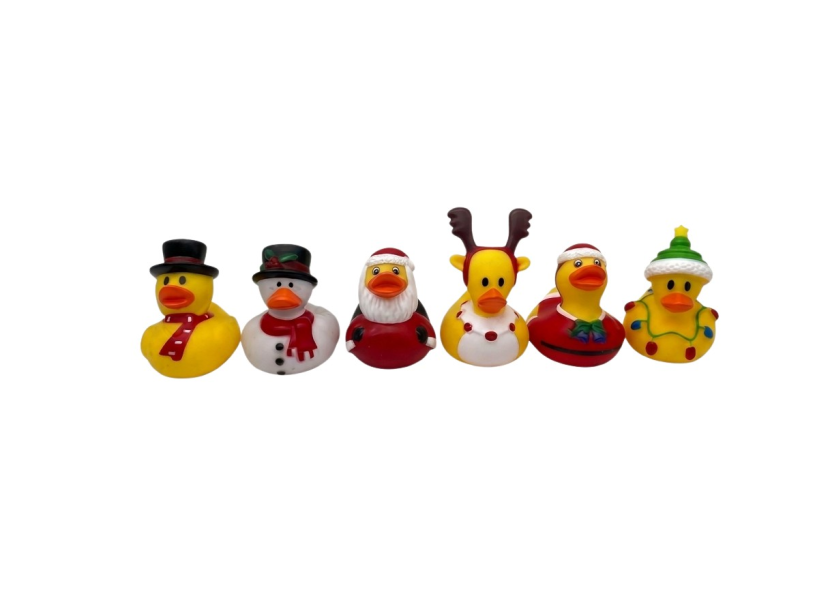 Badeend kerst 80mm 6 assorti