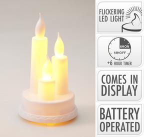 Led kaarsen 14cm op rond plateau