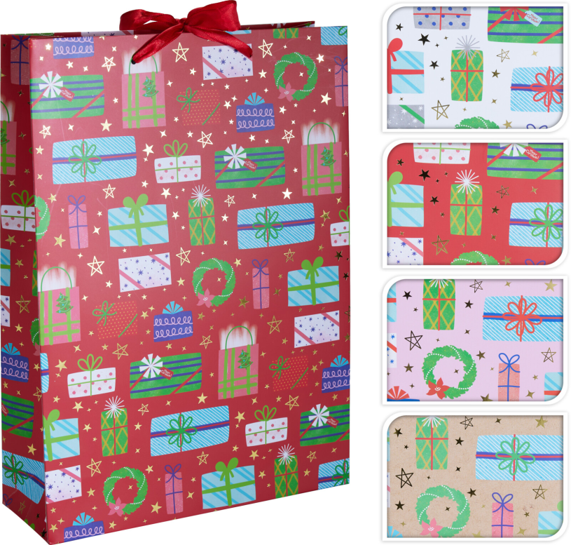 Geschenktas kado 25x35cm 4 assorti