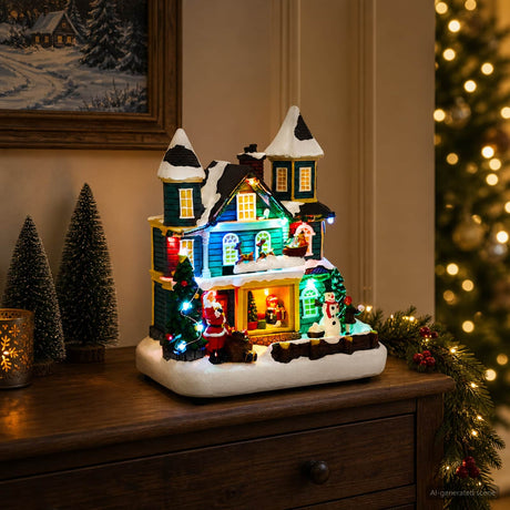 Vidaxl kerstdorp met slee salo 19 x 13 x 24 cm kunststof meerkleurig
