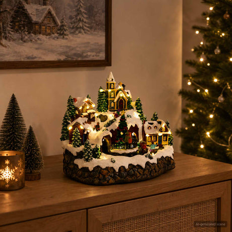 Vidaxl kerstdorp met trein salo 25,5 x 20 x 23 cm kunststof