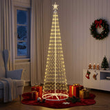 Vidaxl kegelvormige led-kerstboom 250 cm 470 led's warmwit staal wit