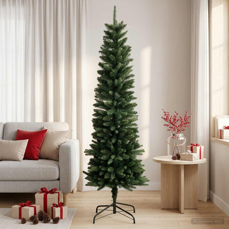 Vidaxl artificial slim christmas tree 150 cm pe en pvc groen