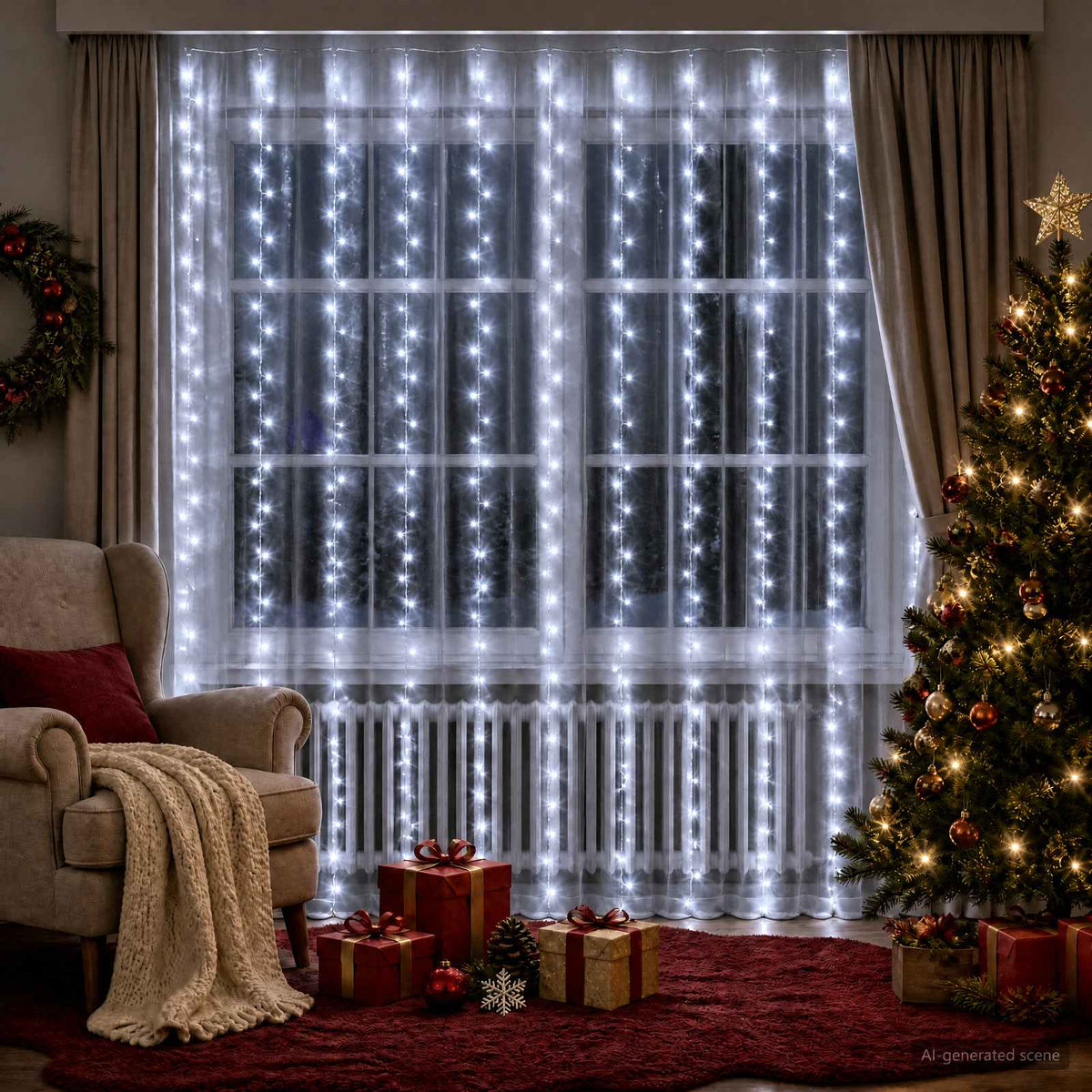 Vidaxl lichtgordijn 300 led's koel wit 300 x 300 cm